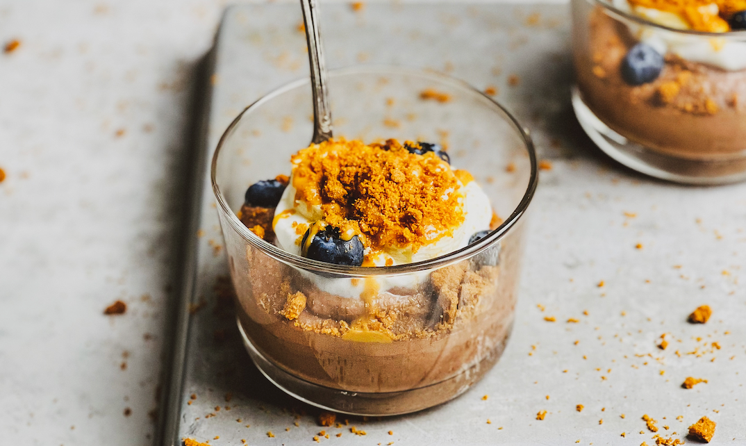 MOUSSE PROTEICA DI PATATE DOLCI A PASTA BIANCA